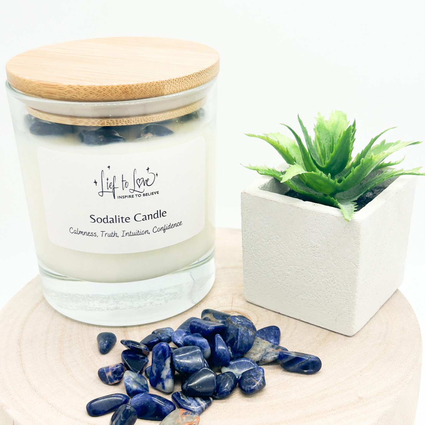 Sodalite Infused Crystal Candle