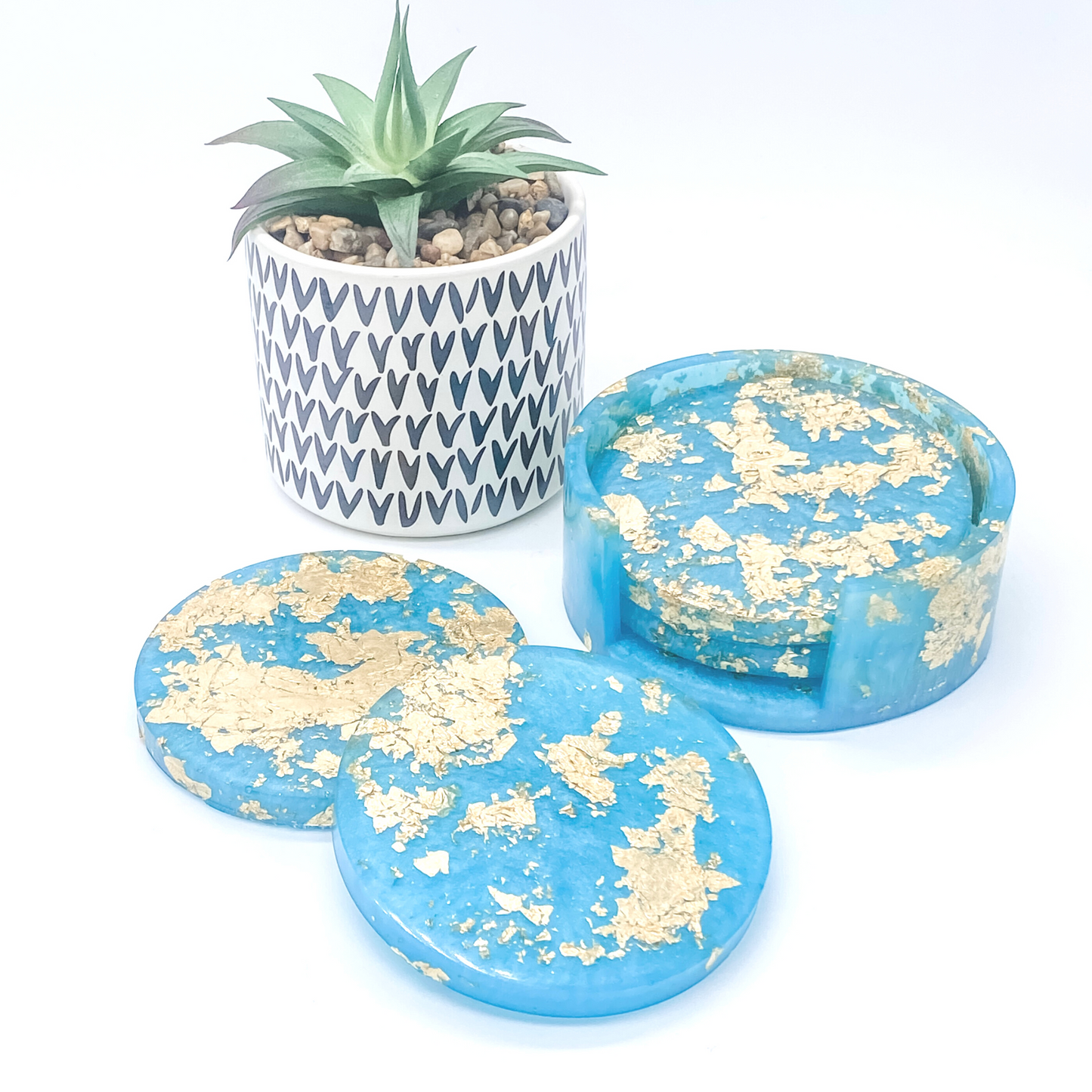 Gold Leaf Resin Coasters - Round